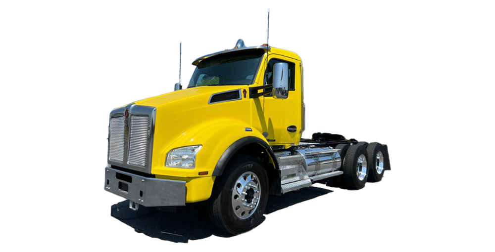 Cutout of a yellow tractor ready for work